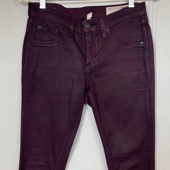 Rag & Bone Maroon Skinny Jeans Size 25 - Picture 3 of 4